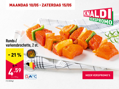 Runds-/varkensbrochette -21%